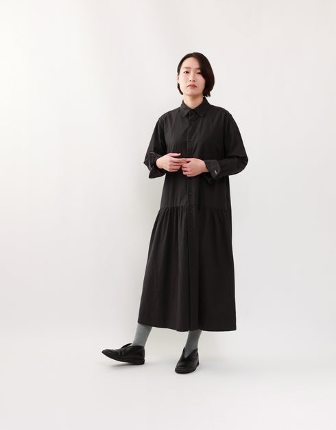 コットンウールの4ギャザーシャツドレス